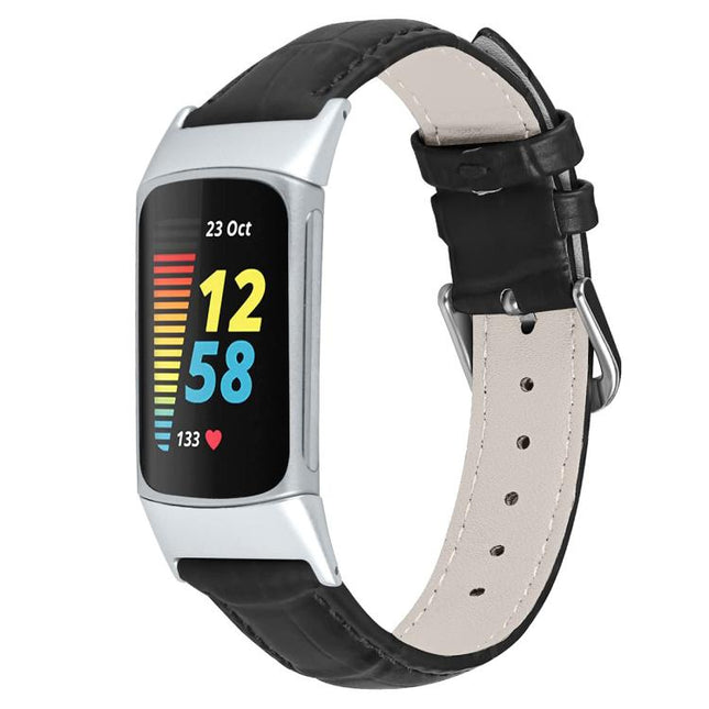 xDfind Bamboo Texture Pin Buckle Leather Watch Band, For Fitbit Charge 6 / 5 18mm, For Fitbit Inspire 3 12mm, For Fitbit Versa 4 / 3 / Sense2 / 1 20mm, For Fitbit Luxe / Special Edition 12mm