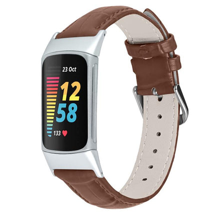 xDfind Bamboo Texture Pin Buckle Leather Watch Band, For Fitbit Charge 6 / 5 18mm, For Fitbit Inspire 3 12mm, For Fitbit Versa 4 / 3 / Sense2 / 1 20mm, For Fitbit Luxe / Special Edition 12mm