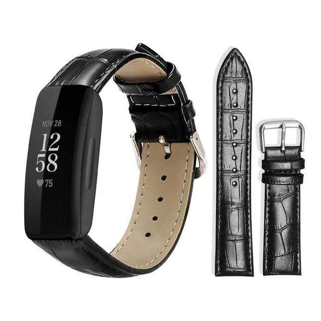 xDfind Bamboo Texture Pin Buckle Leather Watch Band, For Fitbit Inspire 2 / Ace 3 14mm, For Fitbit Versa 2/Versa/Versa Lite/Blaze 22mm, For Fitbit Charge 4 / 3 18mm
