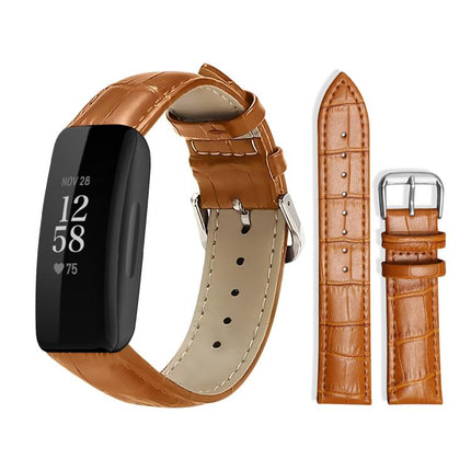 xDfind Bamboo Texture Pin Buckle Leather Watch Band, For Fitbit Inspire 2 / Ace 3 14mm, For Fitbit Versa 2/Versa/Versa Lite/Blaze 22mm, For Fitbit Charge 4 / 3 18mm