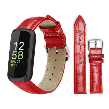 xDfind Bamboo Texture Pin Buckle Leather Watch Band, For Fitbit Charge 6 / 5 18mm, For Fitbit Inspire 3 12mm, For Fitbit Versa 4 / 3 / Sense2 / 1 20mm, For Fitbit Luxe / Special Edition 12mm