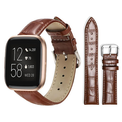 xDfind Bamboo Texture Pin Buckle Leather Watch Band, For Fitbit Inspire 2 / Ace 3 14mm, For Fitbit Versa 2/Versa/Versa Lite/Blaze 22mm, For Fitbit Charge 4 / 3 18mm