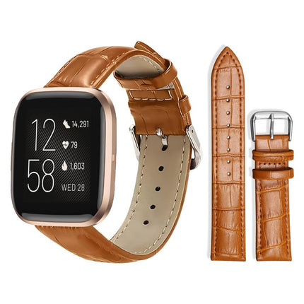 xDfind Bamboo Texture Pin Buckle Leather Watch Band, For Fitbit Inspire 2 / Ace 3 14mm, For Fitbit Versa 2/Versa/Versa Lite/Blaze 22mm, For Fitbit Charge 4 / 3 18mm
