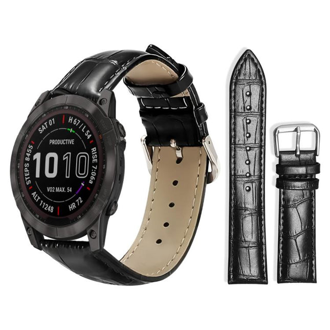 xDfind Bamboo Texture Pin Buckle Leather Watch Band, For Garmin Fenix 8/7X/6X/5X 26mm 22mm, For Garmin Fenix 8/7/6/5 22mm 20mm, For Garmin Fenix 8/7S/6S/5S 20mm 18mm, For Garmin Forerunner 45/45S/Swim2 18mm