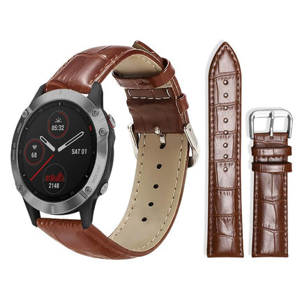 xDfind Bamboo Texture Pin Buckle Leather Watch Band, For Garmin Fenix 8/7X/6X/5X 26mm 22mm, For Garmin Fenix 8/7/6/5 22mm 20mm, For Garmin Fenix 8/7S/6S/5S 20mm 18mm, For Garmin Forerunner 45/45S/Swim2 18mm