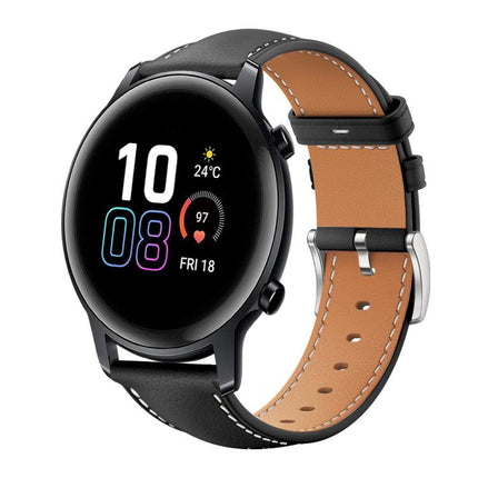 xDfind Flat Head Black Shark Fine Grain Leather Watch Band, 20mm For Honor Watch ES / Magic Watch2 42mm