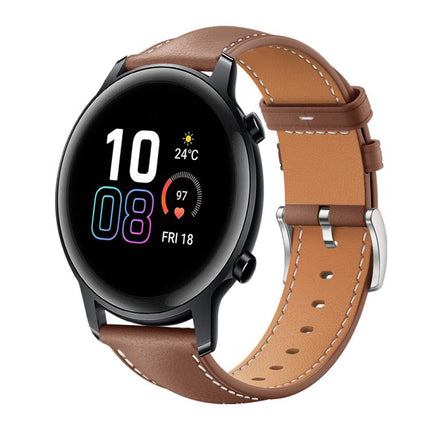 xDfind Flat Head Black Shark Fine Grain Leather Watch Band, 20mm For Honor Watch ES / Magic Watch2 42mm