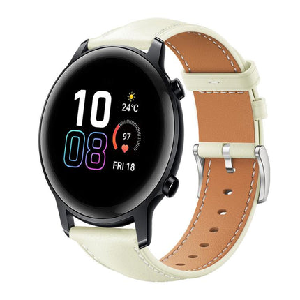 xDfind Flat Head Black Shark Fine Grain Leather Watch Band, 20mm For Honor Watch ES / Magic Watch2 42mm