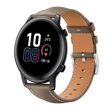 xDfind Flat Head Black Shark Fine Grain Leather Watch Band, 20mm For Honor Watch ES / Magic Watch2 42mm