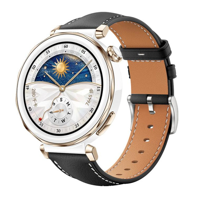 xDfind Flat Head Black Shark Fine Grain Leather Watch Band, 22mm For Huawei Watch GT5/GT5 Pro/4/4 Pro, 20mm For Huawei Watch GT 4 / GT 3 / GT 2