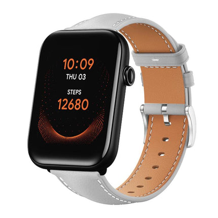 xDfind Flat Head Black Shark Fine Grain Leather Watch Band, 20mm For Ticwatch GTH / E3 / E / 2, 22mm For Ticwatch Pro X / Pro3 / Pro / GTX / E2