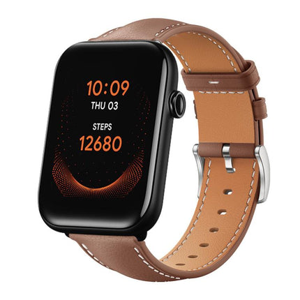 xDfind Flat Head Black Shark Fine Grain Leather Watch Band, 20mm For Ticwatch GTH / E3 / E / 2, 22mm For Ticwatch Pro X / Pro3 / Pro / GTX / E2