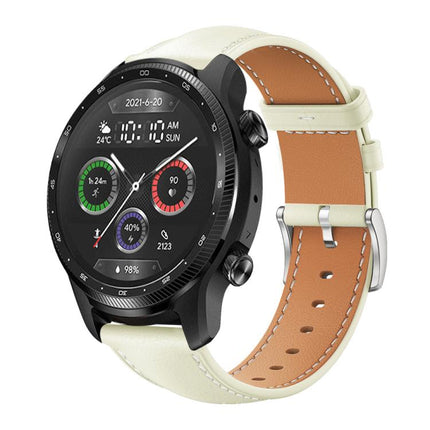 xDfind Flat Head Black Shark Fine Grain Leather Watch Band, 20mm For Ticwatch GTH / E3 / E / 2, 22mm For Ticwatch Pro X / Pro3 / Pro / GTX / E2