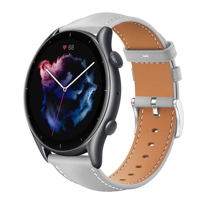 xDfind Flat Head Black Shark Fine Grain Leather Watch Band, 22mm For Amazfit GTR 4/3/3 Pro/Bip6/Bip5, 20mm For Amazfit GTS4 mini/GTS3/2/2E