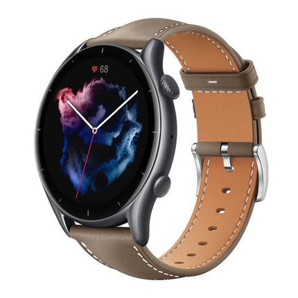xDfind Flat Head Black Shark Fine Grain Leather Watch Band, 22mm For Amazfit GTR 4/3/3 Pro/Bip6/Bip5, 20mm For Amazfit GTS4 mini/GTS3/2/2E