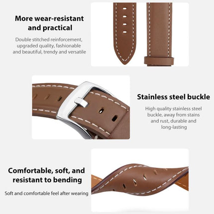 xDfind Flat Head Black Shark Fine Grain Leather Watch Band, 22mm For Fossil Gen 5 Carlyle/Julianna/Garrett