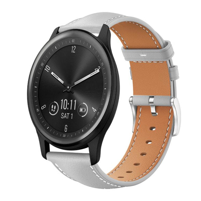 xDfind Flat Head Black Shark Fine Grain Leather Watch Band, 20mm For Garmin GarminMove Sport / vivoactive5/3, 22mm For Garmin Venu 3 / vivoactive4, 20mm For Garmin venu 2 / venu / Sq2 / Sq