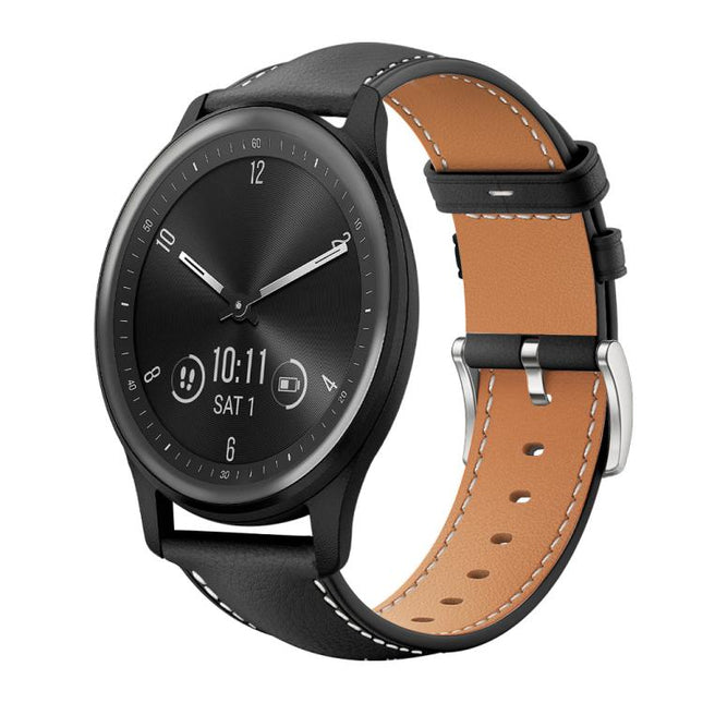 xDfind Flat Head Black Shark Fine Grain Leather Watch Band, 20mm For Garmin GarminMove Sport / vivoactive5/3, 22mm For Garmin Venu 3 / vivoactive4, 20mm For Garmin venu 2 / venu / Sq2 / Sq