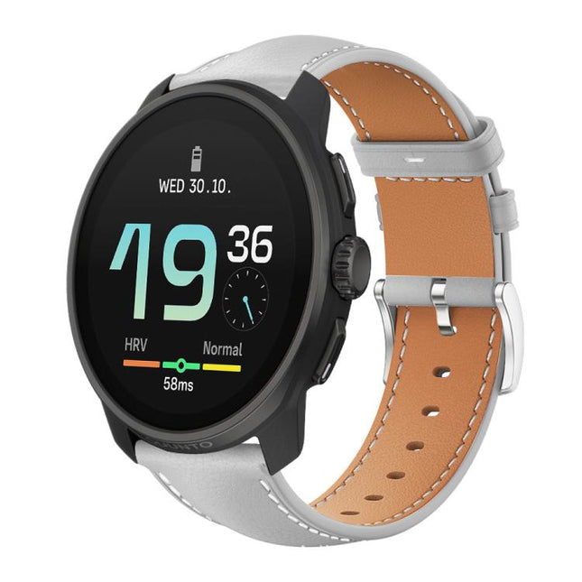 xDfind Flat Head Black Shark Fine Grain Leather Watch Band, 22mm For Suunto Race S / Race / 9 Peak / 5 Peak