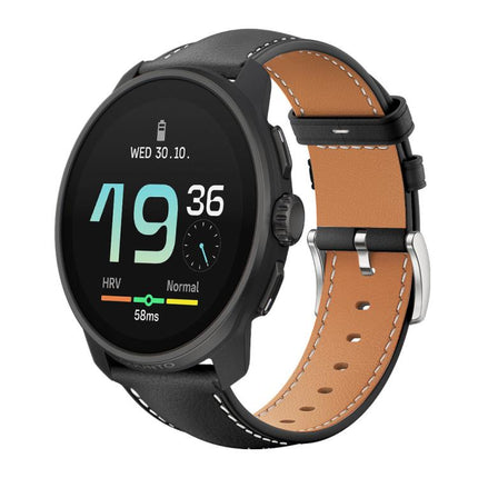 xDfind Flat Head Black Shark Fine Grain Leather Watch Band, 22mm For Suunto Race S / Race / 9 Peak / 5 Peak