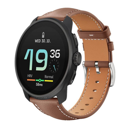 xDfind Flat Head Black Shark Fine Grain Leather Watch Band, 22mm For Suunto Race S / Race / 9 Peak / 5 Peak