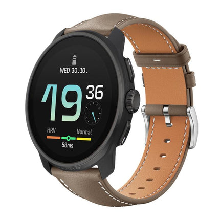 xDfind Flat Head Black Shark Fine Grain Leather Watch Band, 22mm For Suunto Race S / Race / 9 Peak / 5 Peak