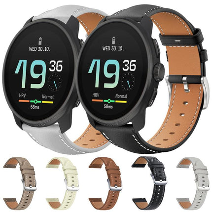 xDfind Flat Head Black Shark Fine Grain Leather Watch Band, 22mm For Suunto Race S / Race / 9 Peak / 5 Peak