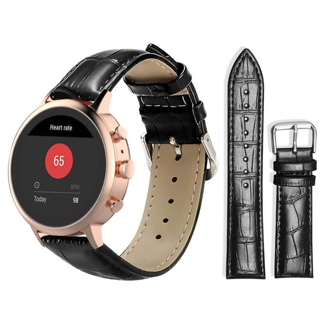 xDfind Bamboo Texture Pin Buckle Leather Watch Band, 18mm For Fossil Female Sport/Charter HR, 22mm For Fossil Gen 5 Carlyle/Julianna/Garrett, 24mm For Fossil Q Machine Hybrid Watch