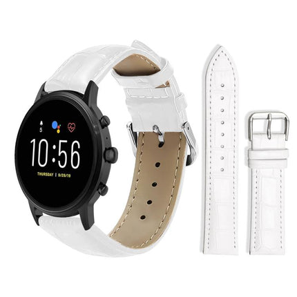 xDfind Bamboo Texture Pin Buckle Leather Watch Band, 18mm For Fossil Female Sport/Charter HR, 22mm For Fossil Gen 5 Carlyle/Julianna/Garrett, 24mm For Fossil Q Machine Hybrid Watch