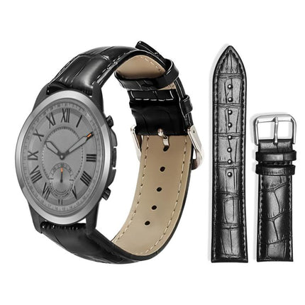 xDfind Bamboo Texture Pin Buckle Leather Watch Band, 18mm For Fossil Female Sport/Charter HR, 22mm For Fossil Gen 5 Carlyle/Julianna/Garrett, 24mm For Fossil Q Machine Hybrid Watch