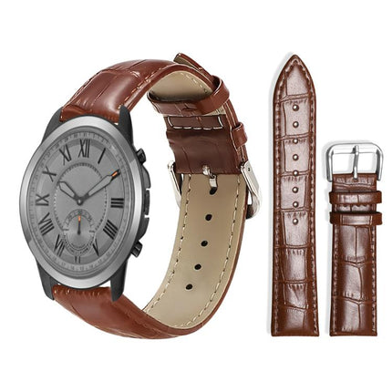 xDfind Bamboo Texture Pin Buckle Leather Watch Band, 18mm For Fossil Female Sport/Charter HR, 22mm For Fossil Gen 5 Carlyle/Julianna/Garrett, 24mm For Fossil Q Machine Hybrid Watch