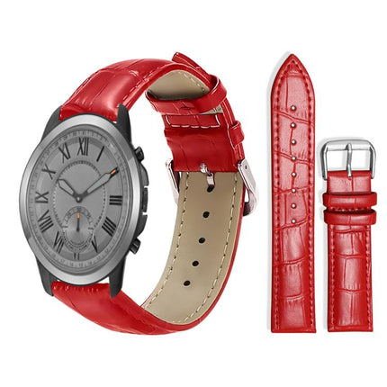 xDfind Bamboo Texture Pin Buckle Leather Watch Band, 18mm For Fossil Female Sport/Charter HR, 22mm For Fossil Gen 5 Carlyle/Julianna/Garrett, 24mm For Fossil Q Machine Hybrid Watch