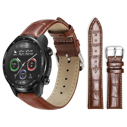 xDfind Bamboo Texture Pin Buckle Leather Watch Band, 20mm For Ticwatch GTH / E3 / E / 2, 22mm For Ticwatch Pro X / Pro3 / Pro / GTX / E2