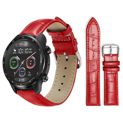 xDfind Bamboo Texture Pin Buckle Leather Watch Band, 20mm For Ticwatch GTH / E3 / E / 2, 22mm For Ticwatch Pro X / Pro3 / Pro / GTX / E2