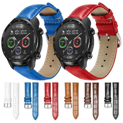 xDfind Bamboo Texture Pin Buckle Leather Watch Band, 20mm For Ticwatch GTH / E3 / E / 2, 22mm For Ticwatch Pro X / Pro3 / Pro / GTX / E2