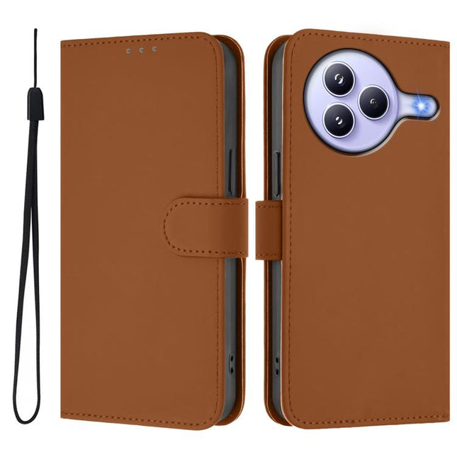 Skin Feel Solid Color Leather Phone Case with Lanyard, For Xiaomi Civi 5 Pro 5G