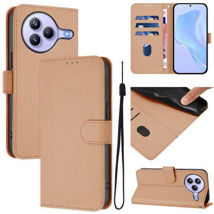 Skin Feel Solid Color Leather Phone Case with Lanyard, For Xiaomi Civi 5 Pro 5G