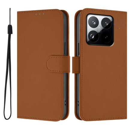 Skin Feel Solid Color Leather Phone Case with Lanyard, For Xiaomi 15T 5G