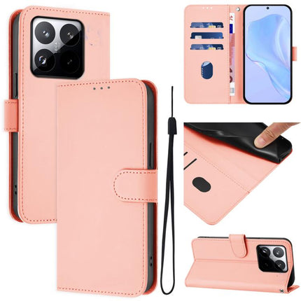 Skin Feel Solid Color Leather Phone Case with Lanyard, For Xiaomi 15T 5G