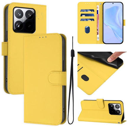 Skin Feel Solid Color Leather Phone Case with Lanyard, For Xiaomi 15T 5G