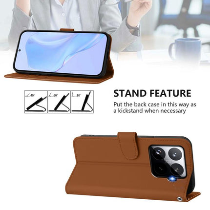 Skin Feel Solid Color Leather Phone Case with Lanyard, For Xiaomi 15T Pro 5G