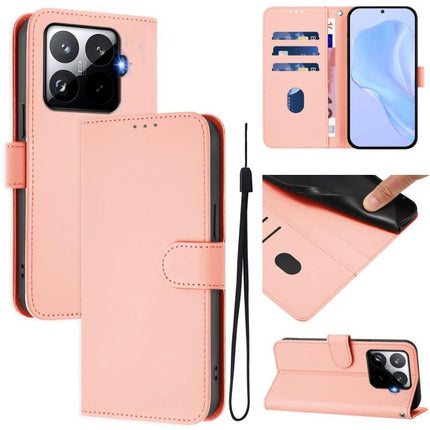 Skin Feel Solid Color Leather Phone Case with Lanyard, For Xiaomi 15T Pro 5G