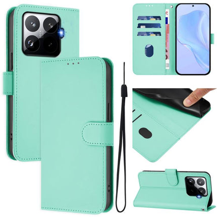 Skin Feel Solid Color Leather Phone Case with Lanyard, For Xiaomi 15T Pro 5G