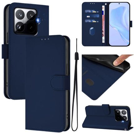 Skin Feel Solid Color Leather Phone Case with Lanyard, For Xiaomi 15T Pro 5G