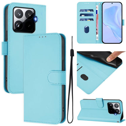 Skin Feel Solid Color Leather Phone Case with Lanyard, For Xiaomi 15T Pro 5G
