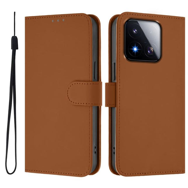 Skin Feel Solid Color Leather Phone Case with Lanyard, For Xiaomi 17 Max 5G