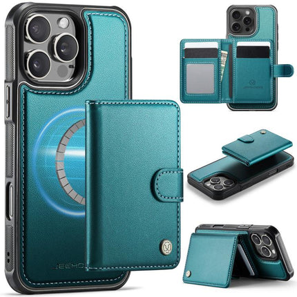 JEEHOOD J09 Buckle Card Bag MagSafe Magnetic Style RFID Leather Phone Case, For iPhone 17 Pro, For iPhone 17, For iPhone Air, For iPhone 16 Pro Max