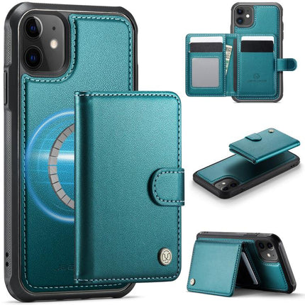 JEEHOOD J09 Buckle Card Bag MagSafe Magnetic Style RFID Leather Phone Case, For iPhone 13 Pro, For iPhone 13, For iPhone 12 / 12 Pro, For iPhone 11 Pro Max