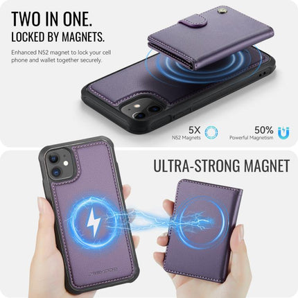 JEEHOOD J09 Buckle Card Bag MagSafe Magnetic Style RFID Leather Phone Case, For iPhone 11, For iPhone 11 Pro