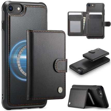 JEEHOOD J09 Buckle Card Bag MagSafe Magnetic Style RFID Leather Phone Case, For iPhone 14 Pro, For iPhone 14 Pro Max, For iPhone SE 2022 / SE 2020 / 8 / 7, For iPhone 13 Pro Max